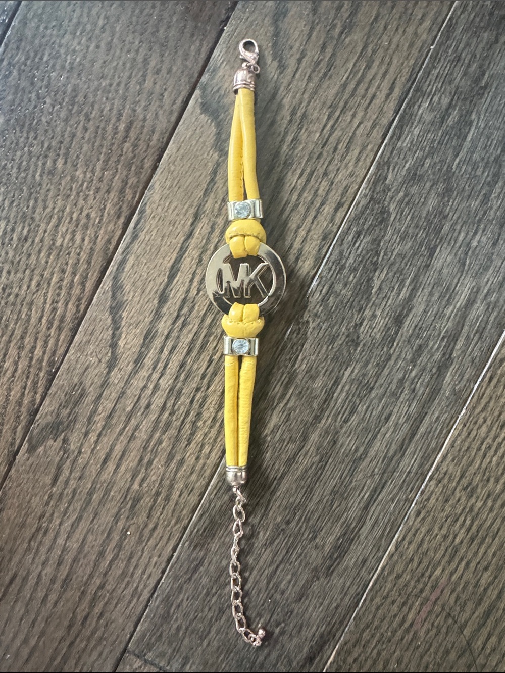 Michael Kors Yellow Leather MK Logo Bracelet with Gold-Tone Accent
